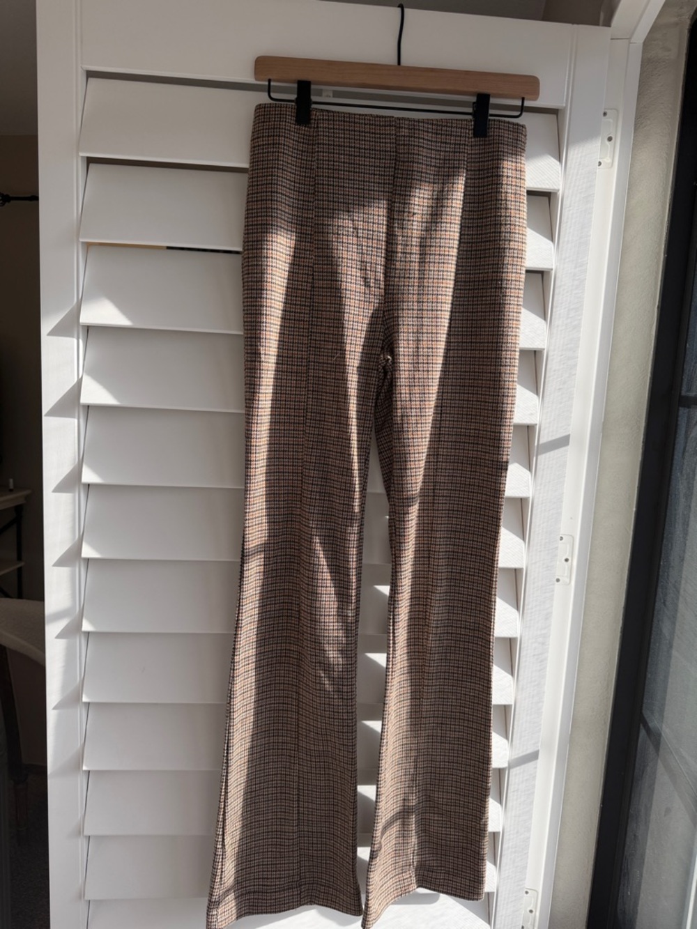 Plaid Flare Pants in Brown and Black